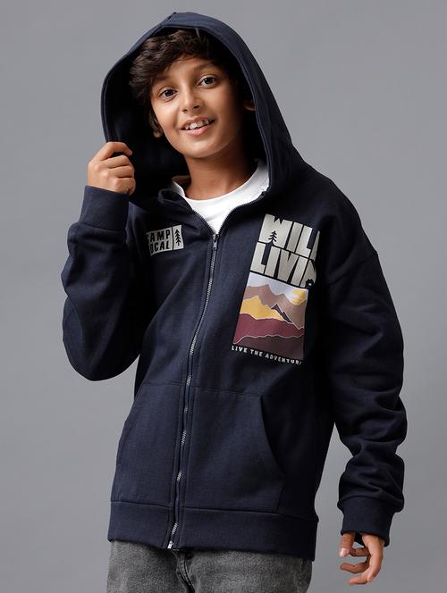 boys printed long sleeve hooded jacket - 22070631 - Very Small Image - 1