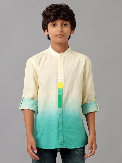 boys mandarin collar long sleeve regular fit shirt - 22070785 - Very Small Image - 1