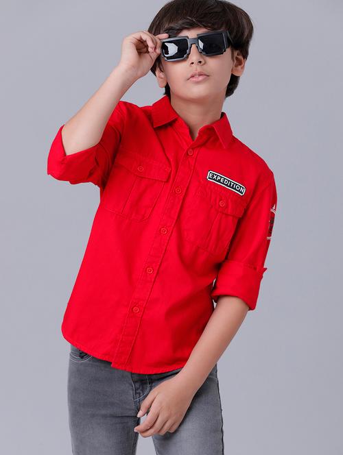 boys collared short sleeve regular fit shirt - 22070795 - Very Small Image - 1