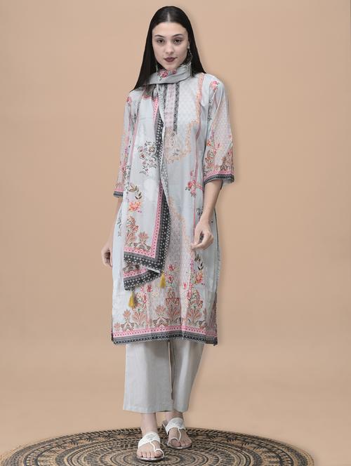 women printed three quarter sleeve kurta pant with dupatta set - 22070842 - Very Small Image - 1
