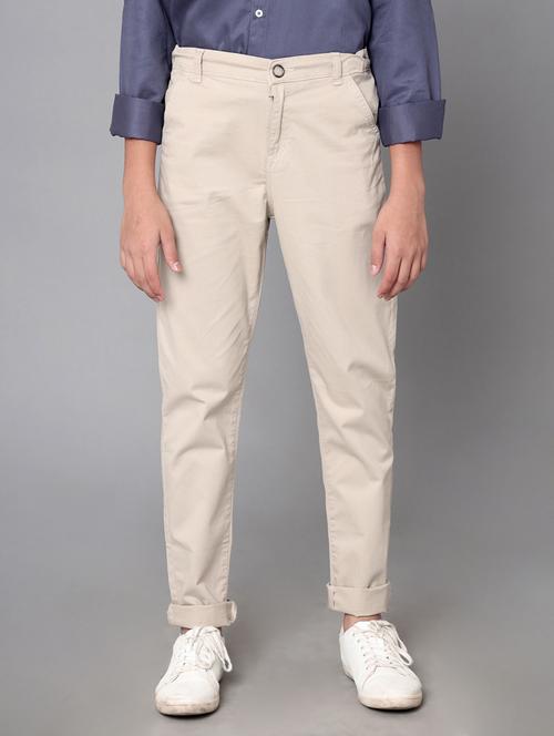 boys solid mid rise slim fit chinos  - 22070907 - Very Small Image - 1