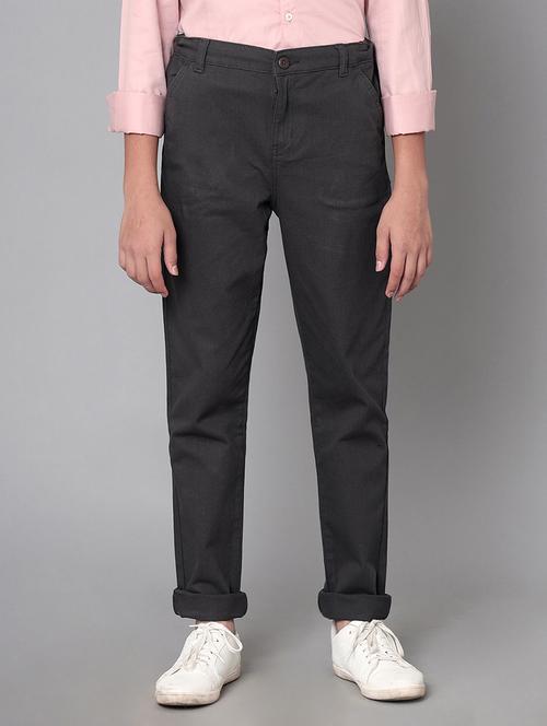 boys solid mid rise slim fit chinos  - 22070908 - Very Small Image - 1