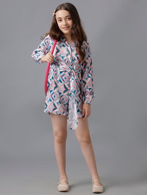 girls printed puff sleeve playsuit - 22071063 - Very Small Image - 1