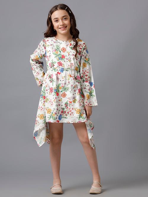 girls printed long sleeve asymmetric dress - 22071064 - Very Small Image - 1