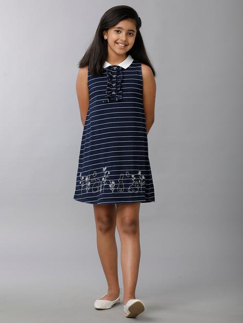 Girls Striped Sleeveless Collared A-line Dress - 22071067 - Very Small Image - 1