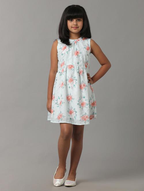 Girls Printed Sleeveless Fit & Flare Dress - 22071074 - Very Small Image - 1