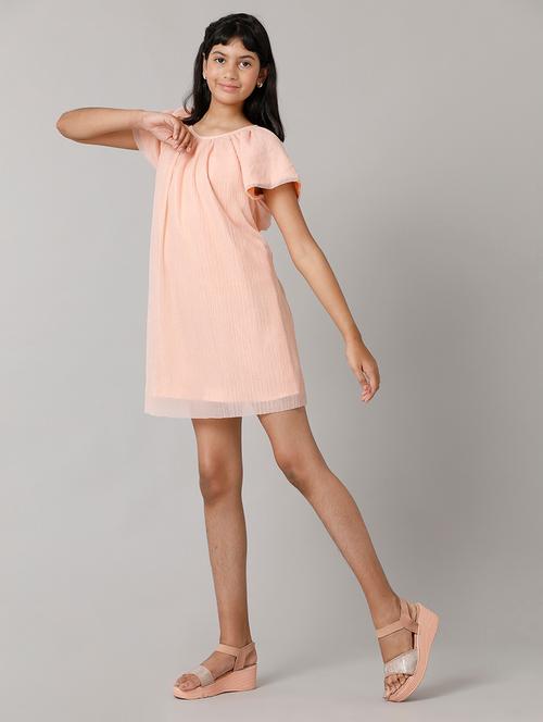 girls solid short sleeve a-line dress - 22071087 - Very Small Image - 1