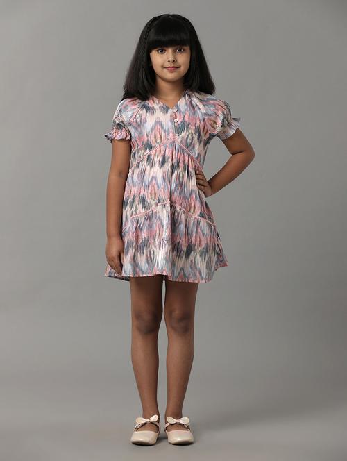 girls printed short sleeve tiered dress - 22071091 - Very Small Image - 1