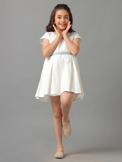 girls solid short sleeve fit & flare dress - 22071109 - Very Small Image - 1