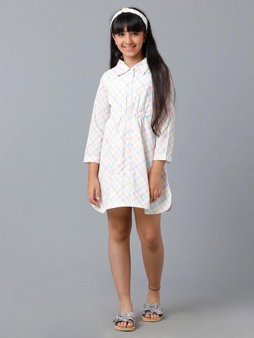 girls checkered long sleeve collared shirt dress - 22071161 - Very Small Image - 1