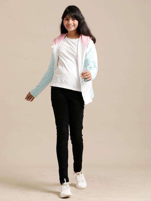 girls solid long sleeve hooded regular jacket - 22071199 - Very Small Image - 1