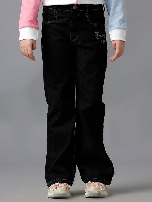 girls solid mid rise baggy fit jean - 22071269 - Very Small Image - 1