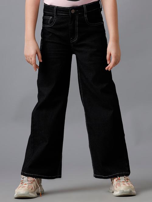 girls solid mid rise wide leg jeans - 22071270 - Very Small Image - 1