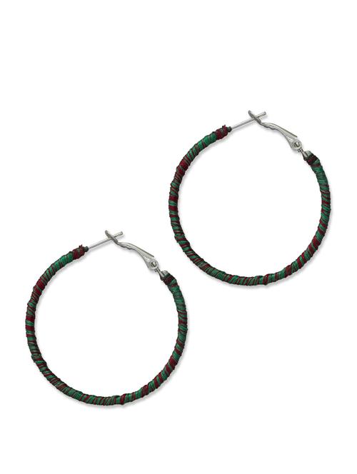 thread wrapped green hoops earrings - 22072 - Very Small Image - 1