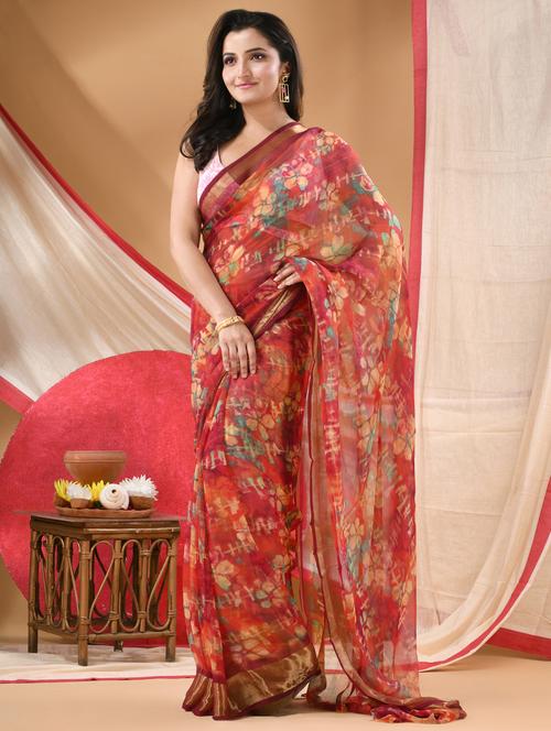 women floral printed saree - 22072234 - Very Small Image - 1