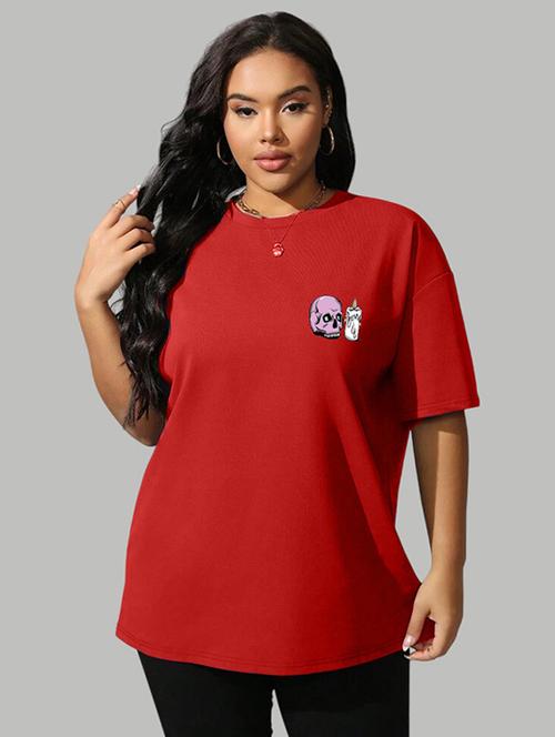 women graphic round neck oversized t-shirt - 22072733 - Very Small Image - 1