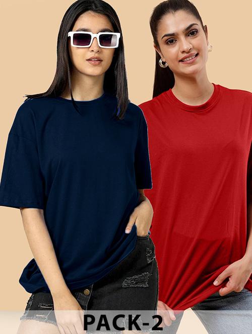 women pack of 2 solid oversized t-shirt  - 22072739 - Very Small Image - 1