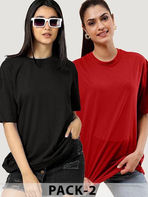 women pack of 2 solid oversized t-shirt  - 22072743 - Very Small Image - 1