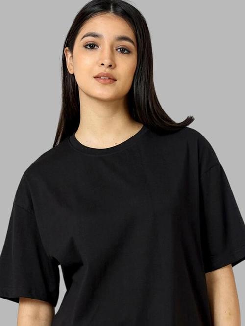 women solid short sleeve oversized t-shirt - 22072752 - Very Small Image - 1