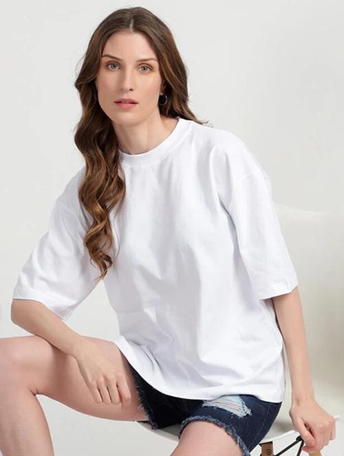 women solid short sleeve oversized t-shirt - 22072755 - Very Small Image - 1