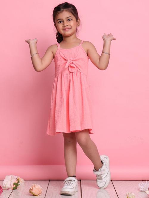 peach lycra aline dress - 22072914 - Very Small Image - 1