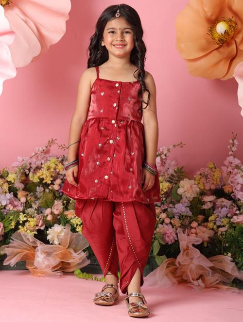 girls embellished sleeveless kurta and dhoti set  - 22073034 - Very Small Image - 1