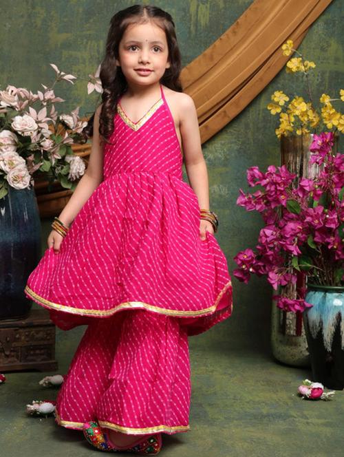girls printed sleeveless kurta and sharara set  - 22073046 - Very Small Image - 1