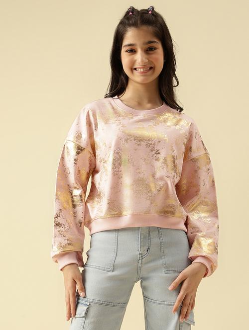 girls printed long sleeve crop sweatshirt - 22073256 - Very Small Image - 1