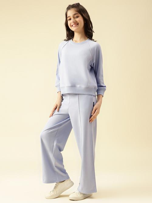 girls light blue solid active wear co-ord set - 22073277 - Very Small Image - 1