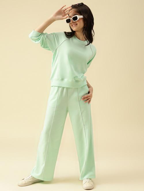 girls green solid active wear co-ord set - 22073278 - Very Small Image - 1