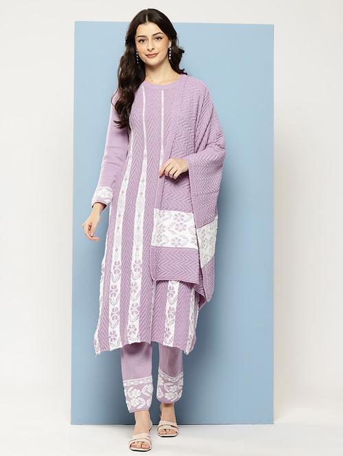 women self design long sleeve kurta pant with dupatta set - 22073990 - Very Small Image - 1
