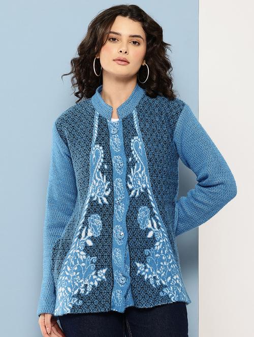 blue wool blend cardigan - 22074059 - Very Small Image - 1