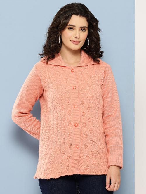 peach wool blend cardigan - 22074066 - Very Small Image - 1