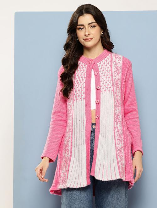 pink wool blend cardigan - 22074077 - Very Small Image - 1
