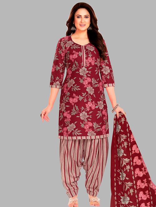 women floral printed unstitched salwar suit set - 22074726 - Very Small Image - 1