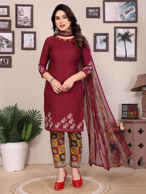 women printed unstitched suit set - 22075814 - Very Small Image - 1