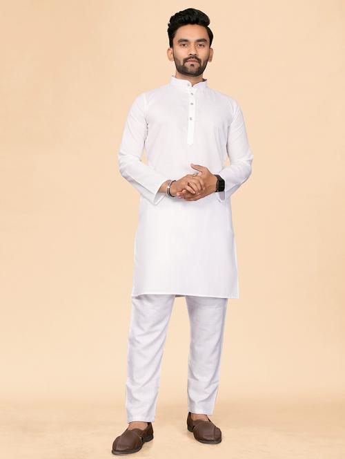 men solid mandarin neck long kurta - 22075865 - Very Small Image - 1