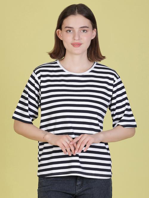 Women Striped Short Sleeve Regular Fit T-shirt - 22076315 - Very Small Image - 1