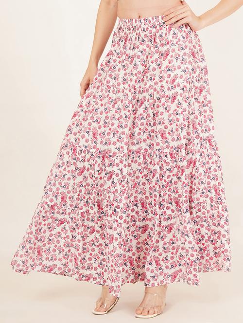 women printed high rise tiered maxi skirt - 22076355 - Very Small Image - 1