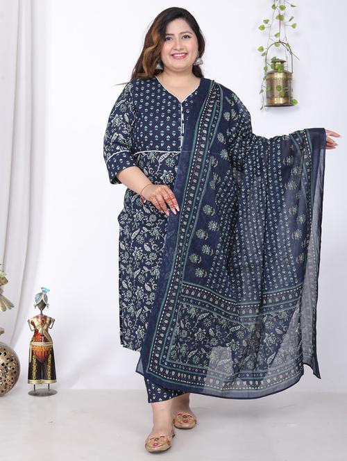women floral printed three quarter sleeve kurta pant with dupatta set - 22076519 - Very Small Image - 1