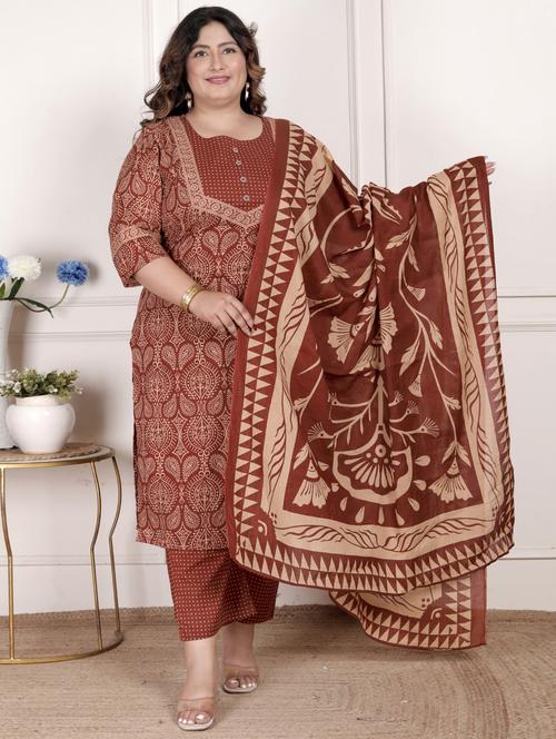 women printed three quarter sleeve kurta pant with dupatta set - 22076534 - Very Small Image - 1