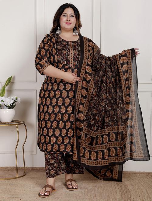 women printed three quarter sleeve kurta pant with dupatta set - 22076552 - Very Small Image - 1