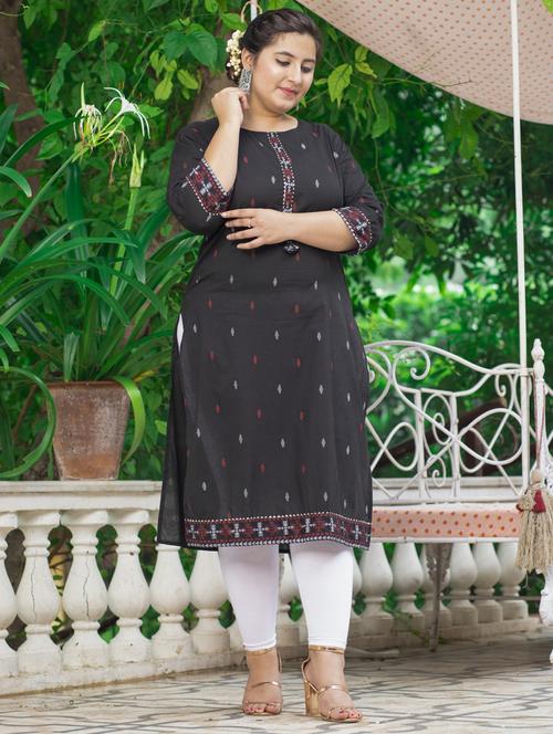 women plus size three quarter sleeve straight kurta - 22076586 - Very Small Image - 1