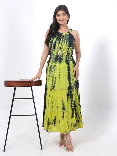 Women Tie & Dye Halter Neck Sleeveless Fit & Flare Dress - 22076833 - Very Small Image - 1