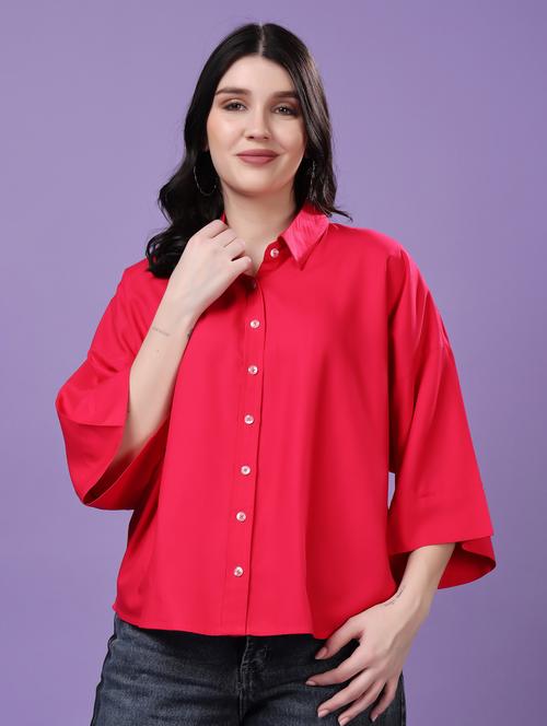 women solid drop sleeve collared oversized shirt - 22077004 - Very Small Image - 1