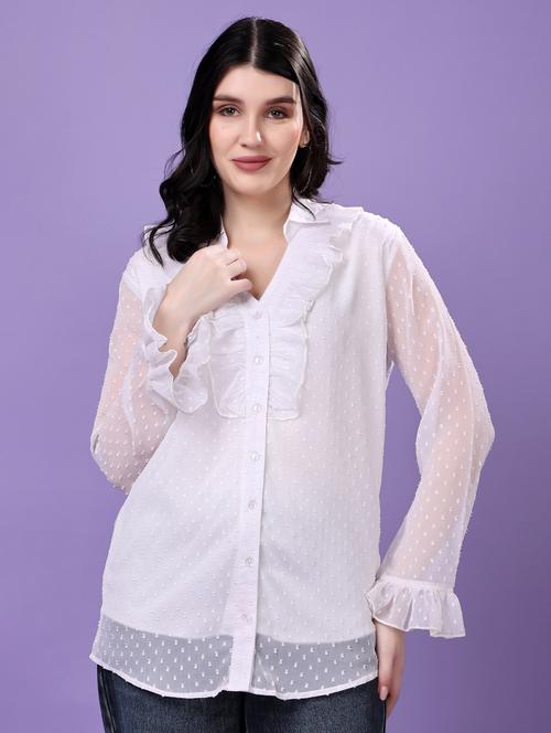 women self designed long sleeve sheer shirt - 22077005 - Very Small Image - 1