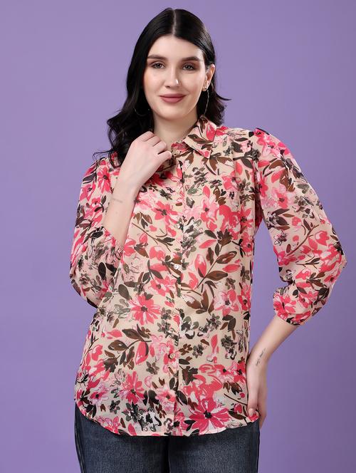 multi colored georgette regular shirt - 22077610 - Very Small Image - 1