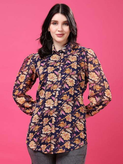 multi colored georgette regular shirt - 22077611 - Very Small Image - 1