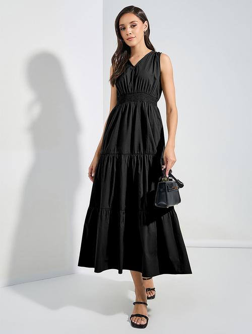 women solid sleeveless tiered dress - 22077623 - Very Small Image - 1