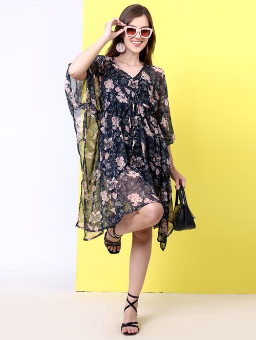 women printed kimono sleeve kaftan dress - 22077721 - Very Small Image - 1
